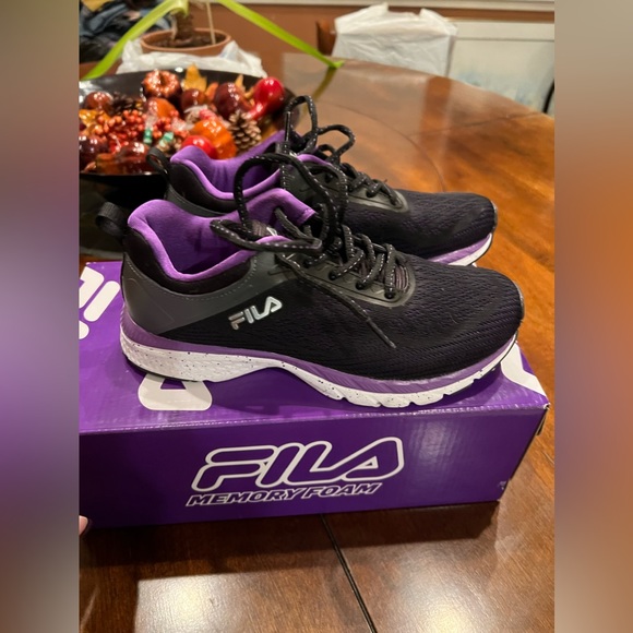 Fila Womens 5RM00110-970 Black Purple Synthetic Textile Running Shoes Size 7 - Picture 1 of 6